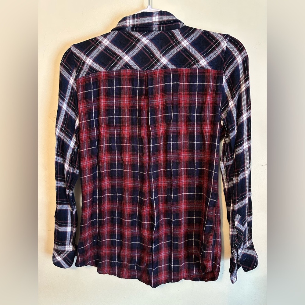 Rails Womens Red Navy Plaid Button Up Flannel Shi… - image 4